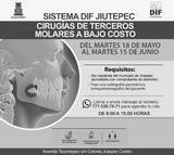 El Sistema para el Desarrollo Integral de la Familia Jiutepec oferta desde este martes 18 de mayo y hasta el 15 de junio cirugías de terceros molares